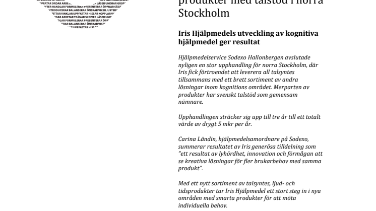 Iris vinner upphandling för talsyntes och andra smarta produkter med talstöd i norra Stockholm