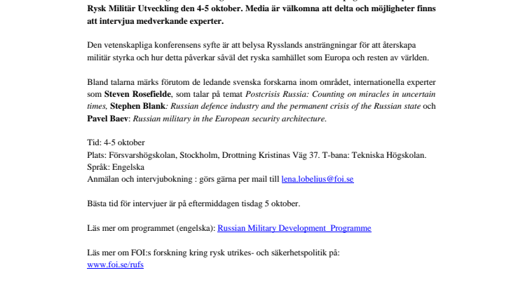 Rysk militär utveckling ger globala konsekvenser