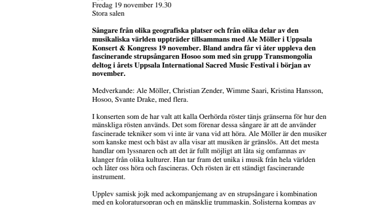 Ale Möller och Oerhörda röster 19 november