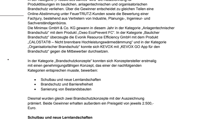 FeuerTRUTZ verleiht Auszeichnung „Brandschutz des Jahres 2018“