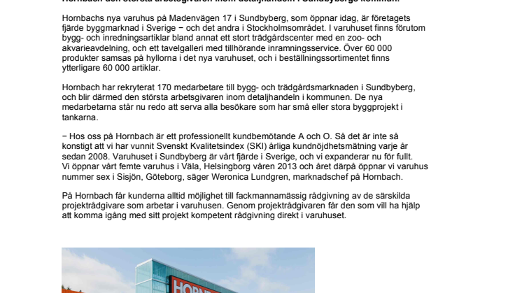 Nu öppnar Hornbach i Sundbyberg