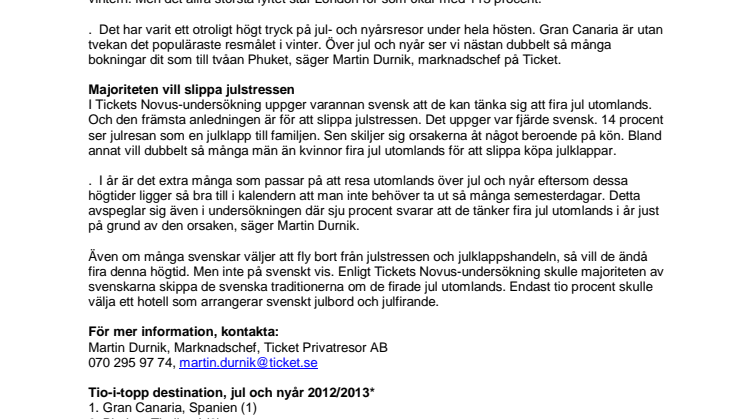 Rekordhögt tryck på jul- och nyårsresor     