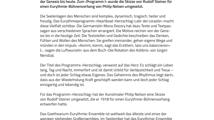 «Lass uns balancieren». ​‹Herzschlag› – erste Premiere des Goetheanum-Eurythmie-Ensembles