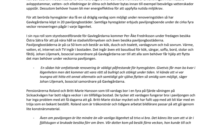 Gavlegårdarnas nya styrelseordföranden besöker paviljongboende i Sätra