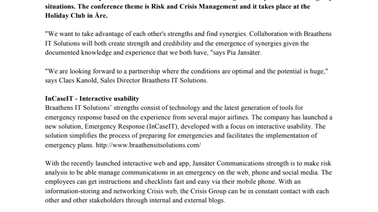 New collaboration for incident management and crisis communication