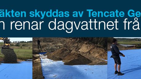 Vattentäkten skyddas av Tencate GeoClean –  som renar dagvattnet från olja