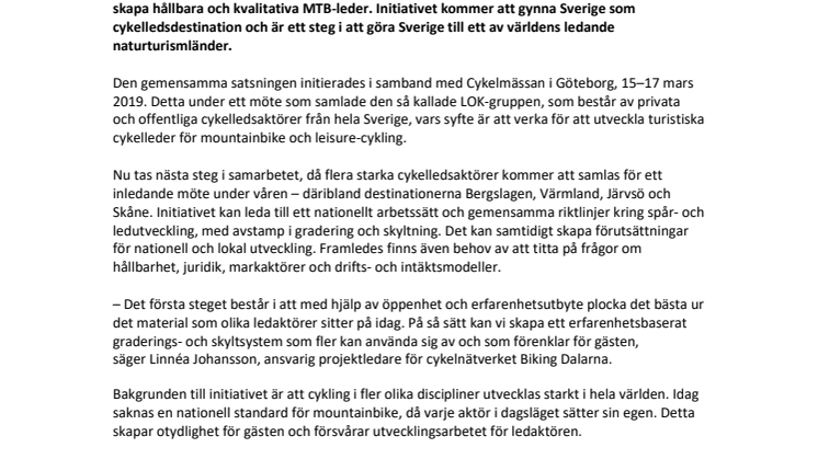 Unikt samarbete kring nationell standard för cykling