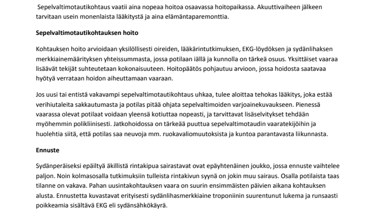 Taustatietoa selpelvaltimotautikohtauksesta eli sydänkohtauksesta