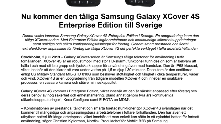 Nu kommer den tåliga Samsung Galaxy XCover 4S Enterprise Edition till Sverige