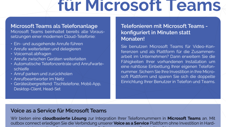 outbox AG - Produktflyer Voice as a Service für Microsoft Teams