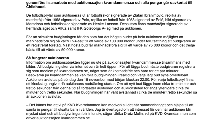 Fotbollsauktion samlar pengar till utsatta barn