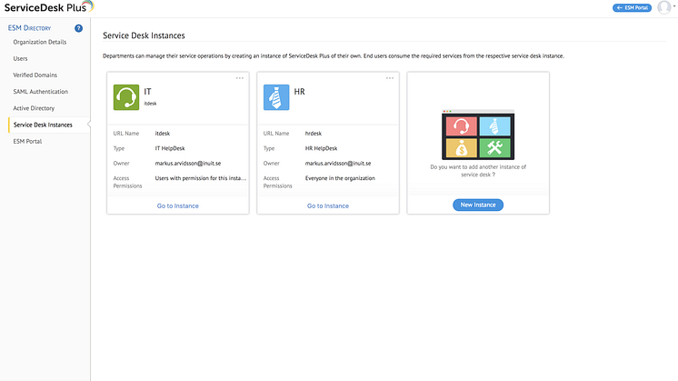 Lägg enkelt till nya service desk instanser i ServiceDesk Plus.