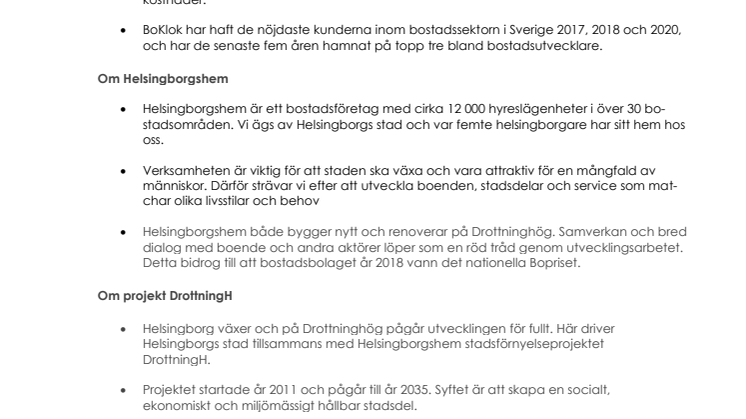 Om BoKlok, Helsingborgshem och projekt DrottningH