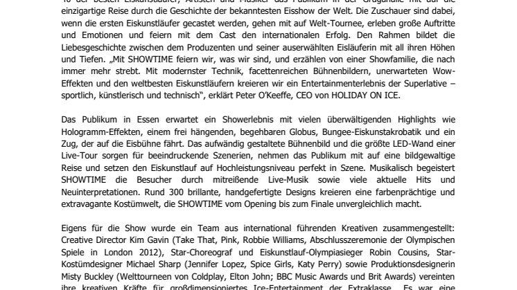 HOLIDAY ON ICE kommt mit neuer Produktion SHOWTIME nach Essen