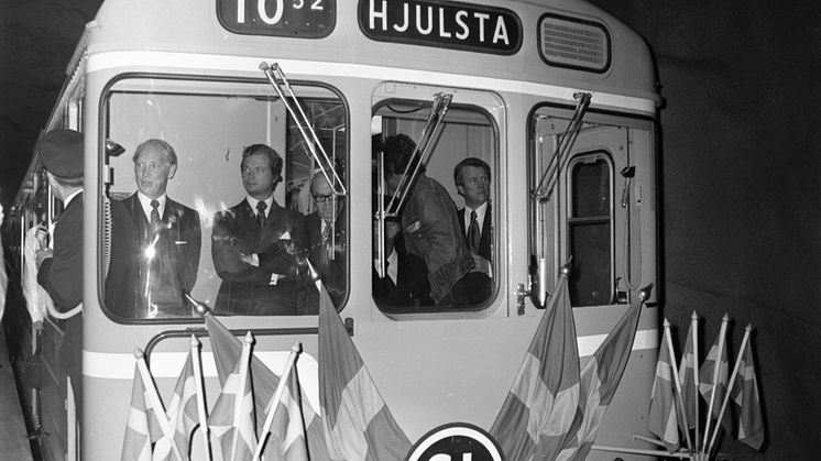 Invigning av Järvabanan, i dag kallad Blå linjen. År 1975.