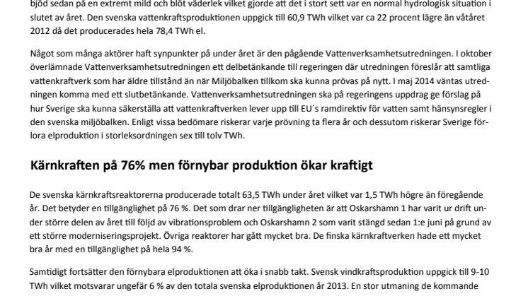 Modity månadsbrev - en sammanfattning av elåret 2013