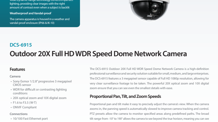 Produktblad - IP-kamera D-Link DCS-6915 