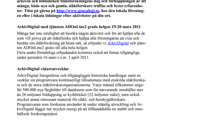 Släktforskningens dag - Släktforska gratis