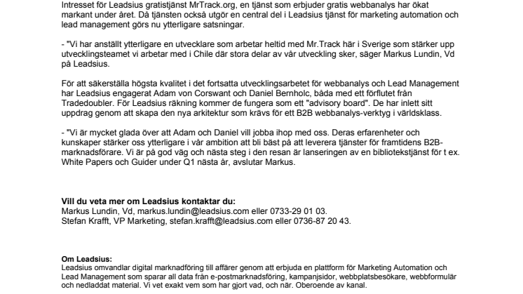 Leadsius ökar satsningarna på webbanalys för B2B