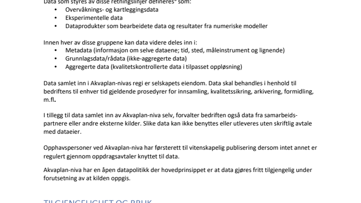 Datapolitikk for Akvaplan-niva