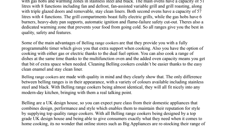 Belling Range Cookers Bring Style to Any Kitchen
