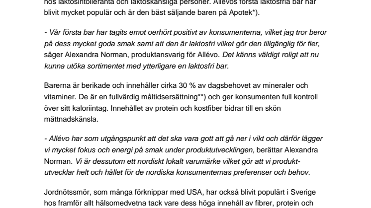 Ny laktosfri nyhet från Allévo!