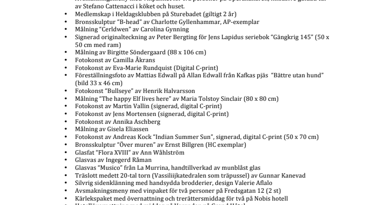 Lista föremål auktion