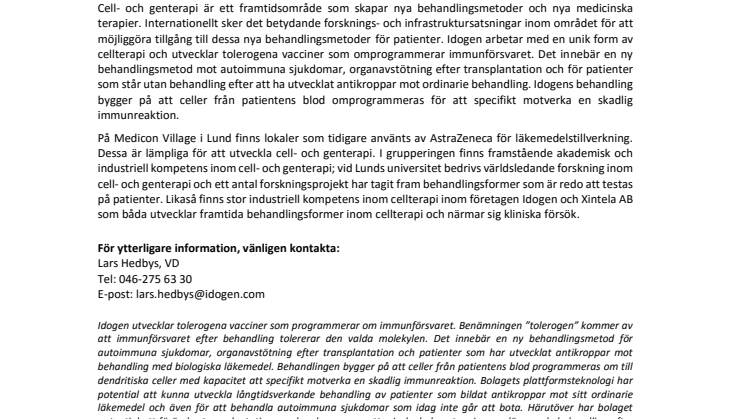 Regional satsning på centrum för cell- och genterapi