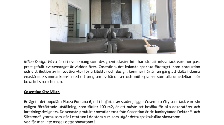 Cosentinokoncernen tar stor del i Milanos Design Week 2019
