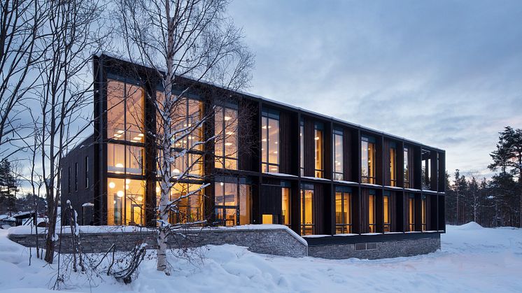 Prosjektet Norsk Helsearkiv på̊ Tynset har oppnådd klimamålene satt for prosjektet med god margin. Bilde: Statsbygg/Trond Isaksen