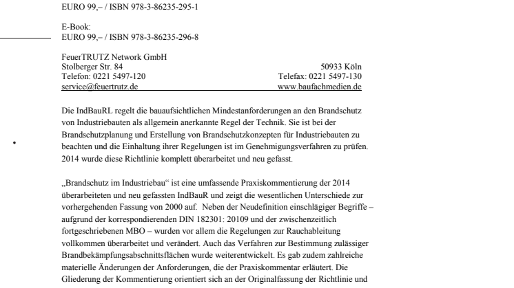 Brandschutz im Industriebau – Praxiskommentar 