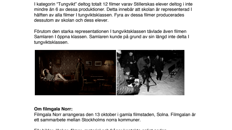Stillerska Filmgymnasiet från Lidingö  gör succé på Filmgala Norr 