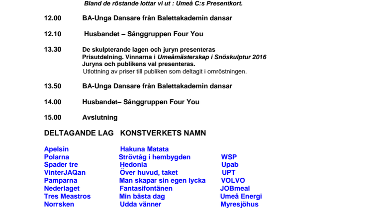 Startskott för Umeåmästerskapen i snöskulptur  
