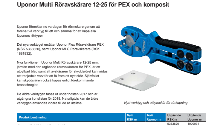 Nytt vasst verktyg för att kapa både PEX och komposit!