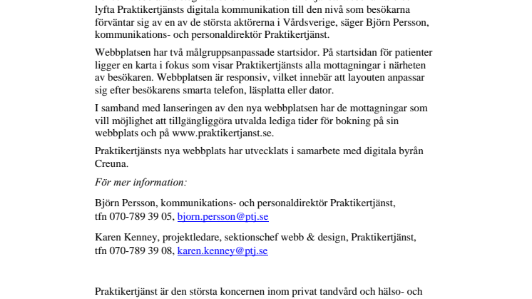 Praktikertjänst lanserar ny koncerngemensam webbplats 