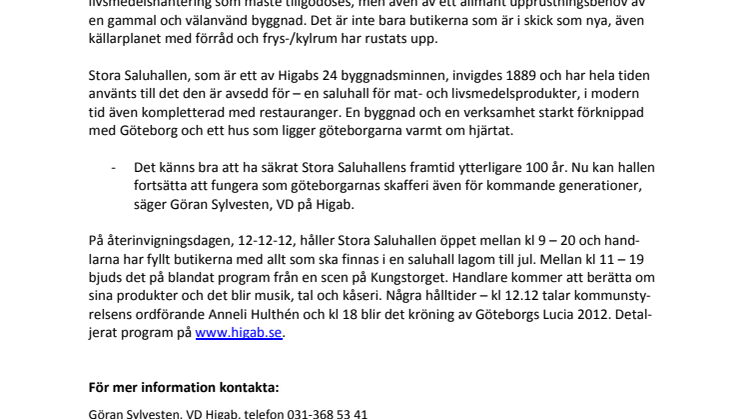 Stora Saluhallen återinvigs