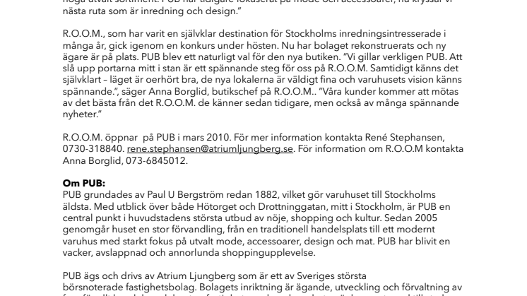 R.O.O.M. flyttar in på PUB