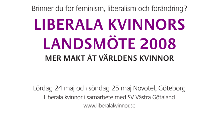 Nu börjar valrörelsen till Europaparlamentet: Liberala Kvinnors kongress 24-25 maj i Göteborg