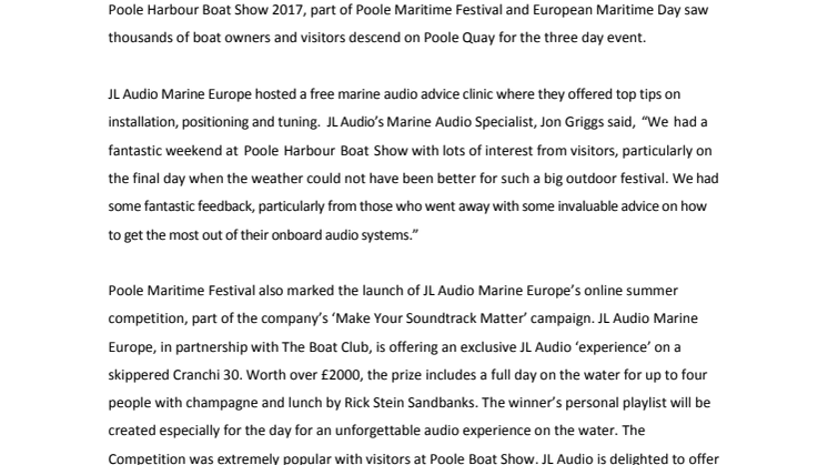 JL Audio Marine: Poole Harbour Boat Show Proves Informative Platform for Marine Audiophiles