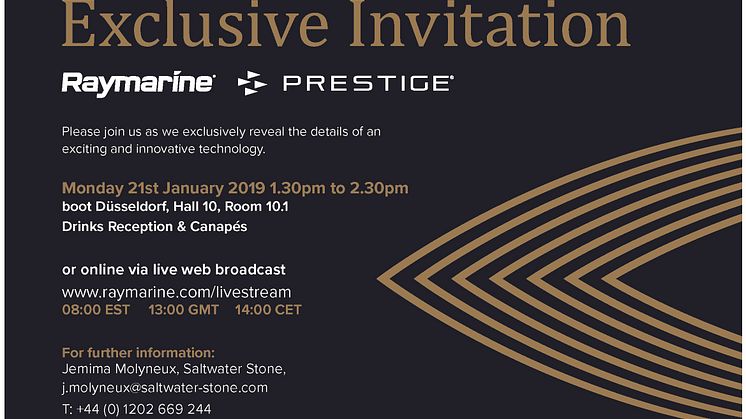 Reminder: boot Düsseldorf - Raymarine and Prestige Press Event and Live Web Stream