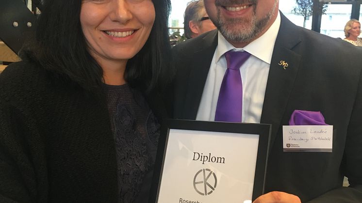 Köksmästare Natasa Jansson och hotelldirektör Joakim Landén på Rosersbergs Slottshotell