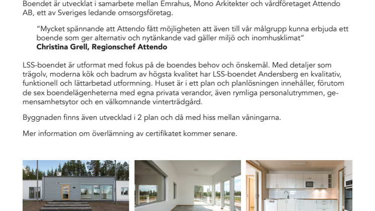 Emrahus LSS-boende i Gävle certifierat enligt internationella krav
