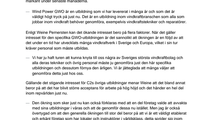 Rekordmånad för C2 Vertical Safety trots pandemi