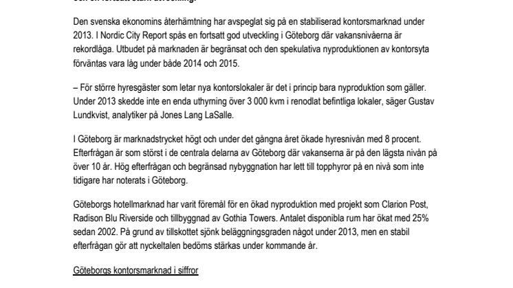 Högt tryck på Göteborgs kontorsmarknad 