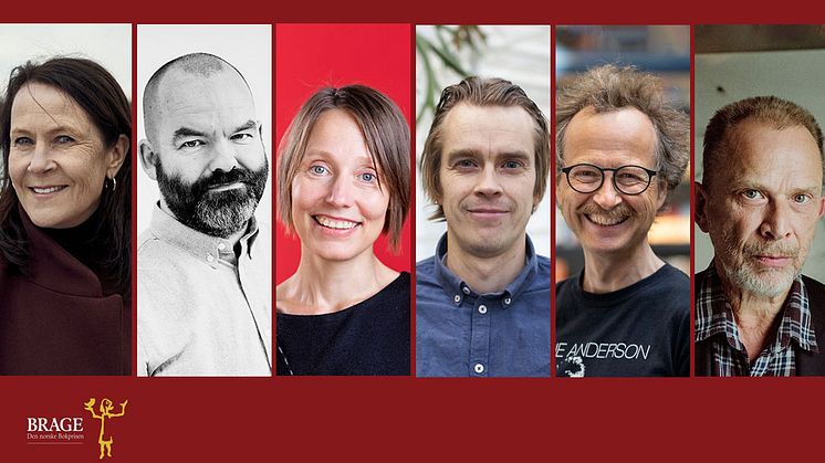 Vigdis Hjorth (foto: Sara Angelica Spilling), Trygve Riiser Gundersen (foto: Siv Dolmen), Ingeborg Arvola (foto: Lina Hindrum), Peder Samdal (foto: Cappelen Damm), Bjørn F. Rørvik (foto: Erik Brandsborg), Per Dybvig (foto: Jonas Ersland)