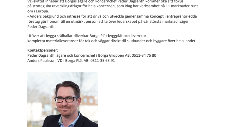 Ny VD i Borga Plåt AB