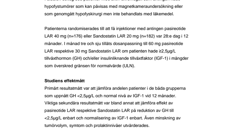 Fakta om PASPORT Acromegaly-studien  