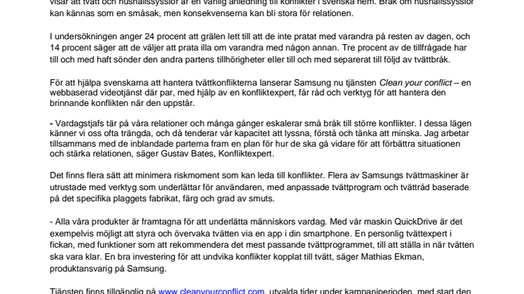 Samsung hjälper svenskarna att hantera tvättbråk med digital konfliktrådgivning