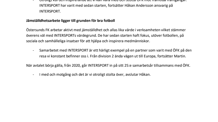 Fyra nya år mellan INTERSPORT och Östersunds FK