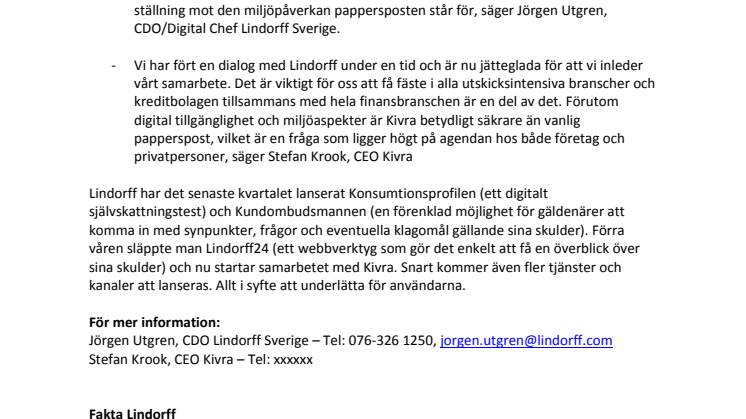 Lindorff väljer samarbete med Kivra